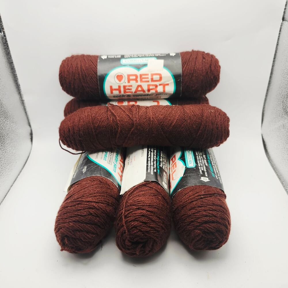 Red Heart Sock & Sweater Yarn‎ Lot 7 Oxblood Acrylic 3 Ply 2oz E253 Dyelot 82336